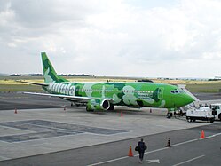 Vliegtuig van kulula.com op die Lanseria-lughawe.