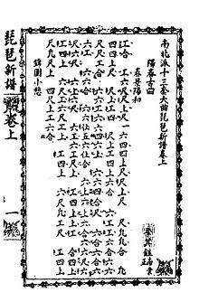 A page of music notation from the Li Collection by Li Fangyuan. Li Fangyuan pipapu.JPG