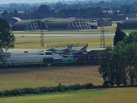 Uitzicht op de luchthaven vanaf Tattershall Castle