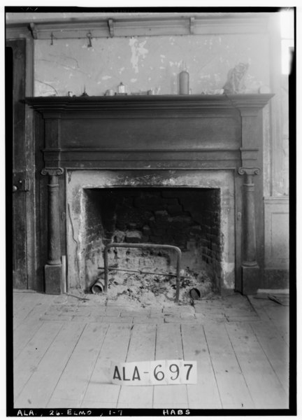 File:MANTLE IN N.W. ROOM DOWN STAIRS - Governor Benjamin Fitzpatrick House, State Route 14 vicinity, Elmore, Elmore County, AL HABS ALA,26-ELMO,1-7.tif