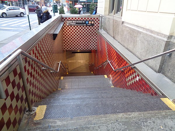 Subway entrance next to the Jamaica station