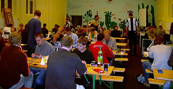 Officially sanctioned Magic tournaments attract participants of all ages and are held around the world. These players in Rostock, Germany competed for an invitation to a professional tournament in Nagoya, Japan.