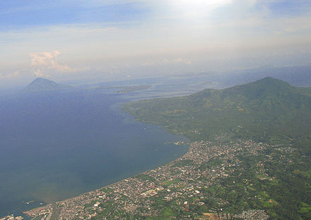 Bird's eye view of Manado and the bay.