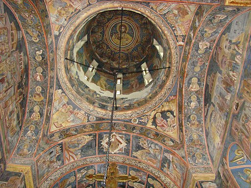 Kloster Horezu, Blick in die Kuppel der KLosterkirche (UNESCO-Welterbe in Rumänien). ManastireaHorezuVL (30)