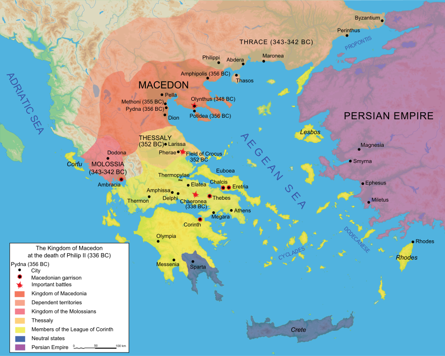 Map of the territory of Philip II of Macedon