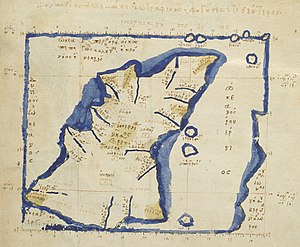 300px map after ptolemy%27s geographia %28burney ms 111%2c f.15r%29 %28detail of ireland%29