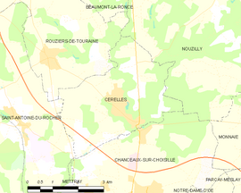 Mapa obce Cerelles