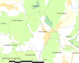 Mapa obce Mouchard