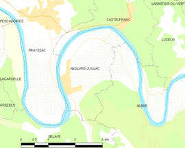 Mapa obce Anglars-Juillac