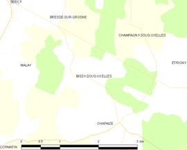 Mapa obce Bissy-sous-Uxelles