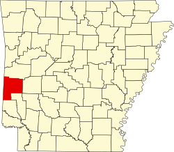 Mapa do Condado de Polk no Arkansas