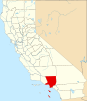 Los Angeles County map Map of California highlighting Los Angeles County.svg