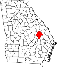 エマニュエル郡の位置を示したジョージア州の地図