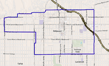 Hollywood bölgesi haritası, Los Angeles, California.png