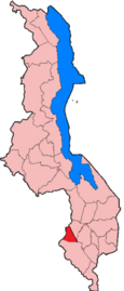 Location of Mwanza District in Malawi Map of Mwanza District 2003.png