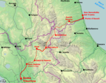 Mappa della mai realizzata ferrovia Roma-Rieti-Ascoli Piceno