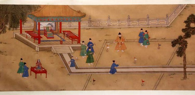 The Xuande Emperor of the Ming dynasty playing chuiwan