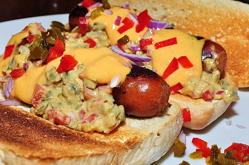 Mmm...hot dogs with mustard relish and cheese sauce (4690675763)