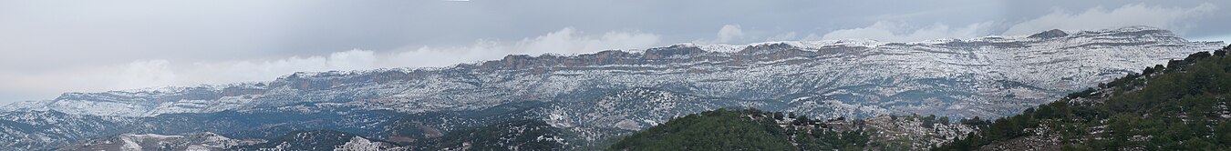 Serra de Montsant in winter; south face Montsant nevat.jpg