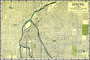 Map of Denver in 1898, showing the two different grid alignments. NIE 1905 Denver.jpg