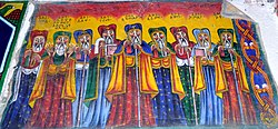 Icon of the Nine Saints, at Abba Pentalewon Monastery near Axum, Ethiopia. Nine Saints.jpg