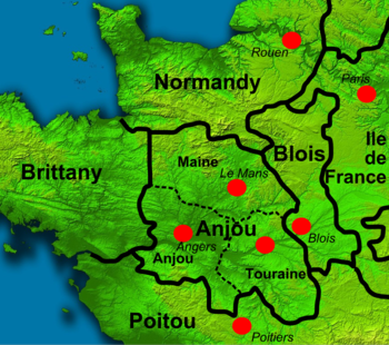 Colour map of Northern France at time of Henry's birth