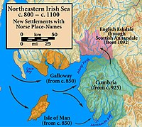 The northeastern Irish Sea, showing new settlements with Norse place names. Northeast.Irish.Sea.Norse.placenames.jpg