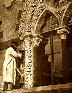 James O'Shea at work on carvings for the Oxford Museum of Natural History O'shea.gif