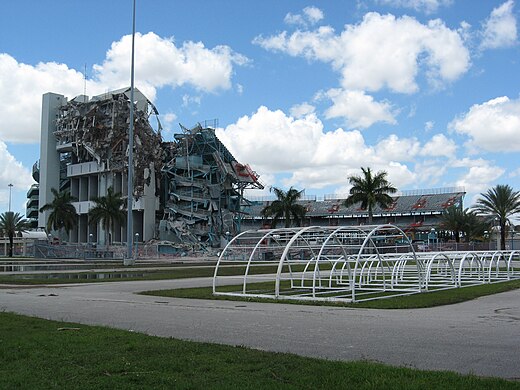 Demolition of the Miami Orange Bowl's press box, April 8, 2008