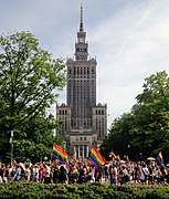 Palace of Culture and Science during the Parada Równości 2018