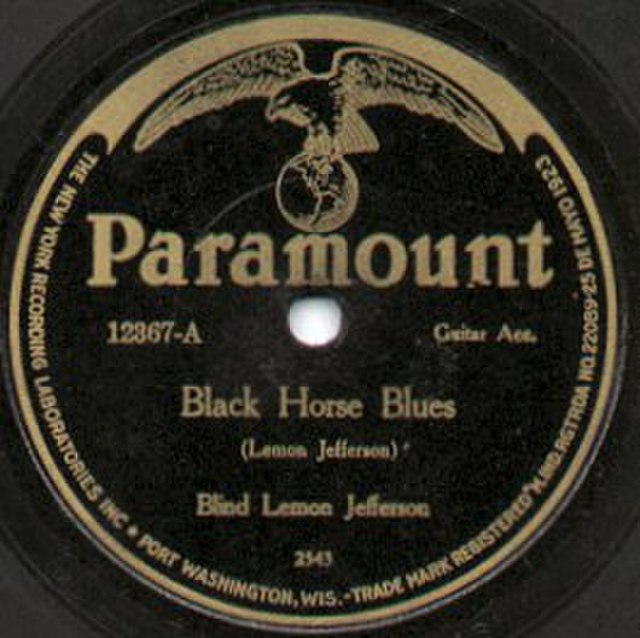 Label of one of Jefferson's Paramount records, 1926