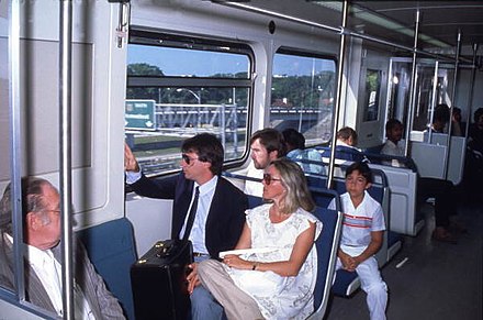 Passengers aboard Metrorail during the mid 1980s