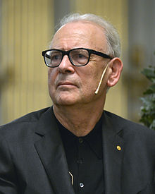 Патрик Модиано на пресконференция в Стокхолм, 6 декември 2014 г.