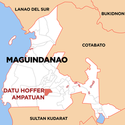 Mapa Maguindanao z zaznaczoną Datu Hoffer Ampatuan