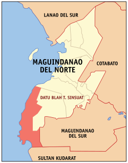 Mapa de Maguindanao del Norte con Datu Blah T. Sinsuat resaltado