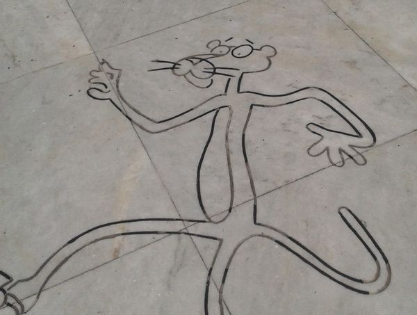 Engraving of the Pink Panther in A Coruña, Spain