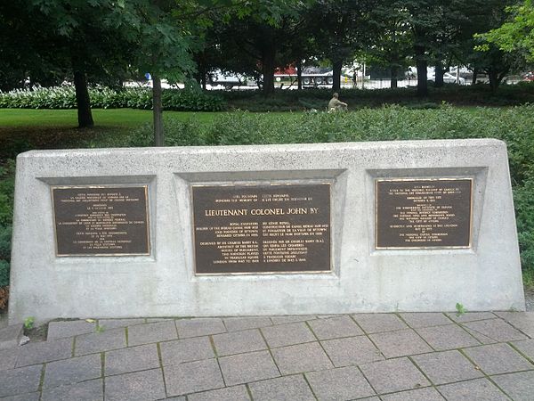 Plaque commemorating fountain in memory of John By in Ottawa