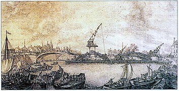La construction du pont Royal sur la Loire à Orléans, 1755, par Aignan-Thomas Desfriges (1715-1800) et Chedel