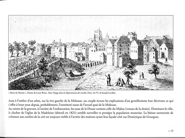 Facaçde côté Douze des maisons logeant la rue Dominique-de-Gourgues en l'an VI (fin du XVIIIe siècle).