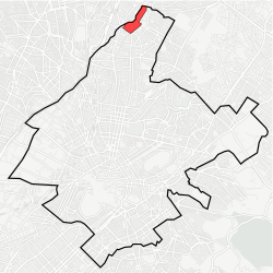 Kaupungin kartta, jossa Promponás korostettuna.