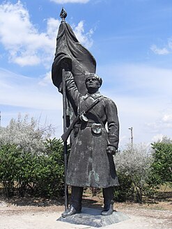 Egy Vörös Hadsereg katonájának szobra a Memento Parkban.  Prototípus - V. M. Golovtsov