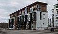 * Nomination Apartment building, Revontulentie 11B–D, Espoo, Finland. Photographed in March 2017. --Msaynevirta 15:14, 29 March 2017 (UTC) * Promotion Both side are leaning in, you have to correct the perspective. Further, the image is a bit dark, please tone up the brightness and, if you can, tone up the shadows and tone down the highlights to get more dynamic range. --Basotxerri 15:33, 29 March 2017 (UTC) I corrected the perspective and tried toning the image. Is it better now? --Msaynevirta 17:21, 29 March 2017 (UTC) OK now, thank you! Good quality. --Basotxerri 19:58, 29 March 2017 (UTC)