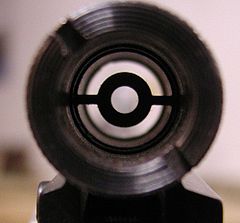 A globe sight of an air rifle with an ring shaped insert element.