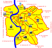 خريطة للمدينة مع أسماء أهم مناطقها