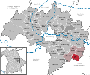 Poziția Sünching pe harta districtului Regensburg