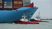 Thumbnail for File:SMIT SEINE , MARSTAL MAERSK &amp; SMIT EBRO (37294914604).jpg