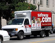 A Safeway.com delivery truck, used for deliveries to people who buy their groceries online Safewaydeliverytruck.jpg