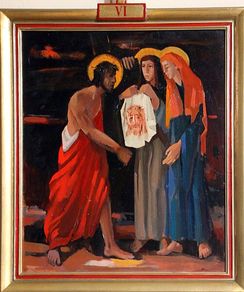 File:Salmbach-St Stephan-Kreuzweg-06-Veronika reicht Jesus das Schweisstuch-gje.jpg