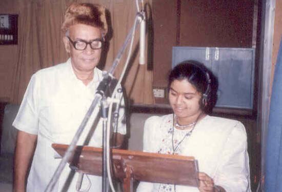 Srinivas, recording in studio with singer Sangeetha Katti