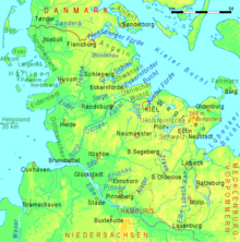 Topographic map of Schleswig-Holstein